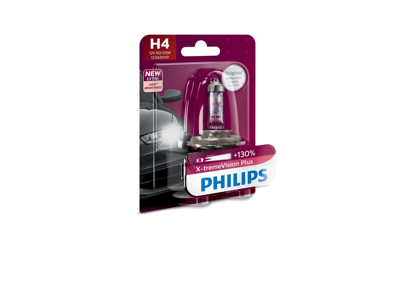 Philips X-tremeVision Plus - H4 - 60/55W - 12V | Bilvård & Biltillbehör - Belysning - H4 Billampor | GameStuff