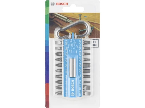 Bosch Bit-Satz Mit Karabiner 21-Teilig Hellblau