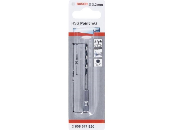Bosch Metalbor Pointteq Hex Hss-R 3,2X75mm