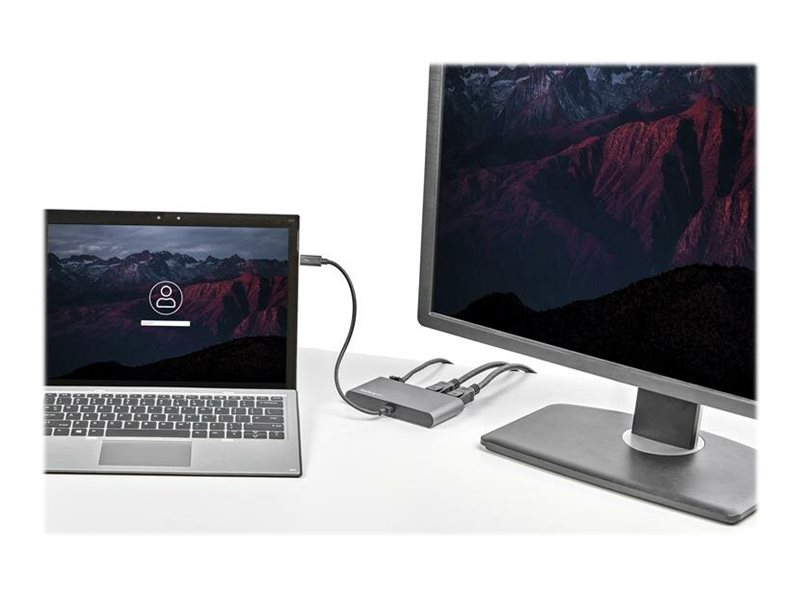 Startech.Com Thunderbolt 3 Mini Dock - Tragbare Dockingstation Für Zwei Monitore, Dp 4K 60 Hz - 1X Usb-A Hub (3.0/5 Gbit/S), Gbe - 28Cm Kabel - Tb3 M