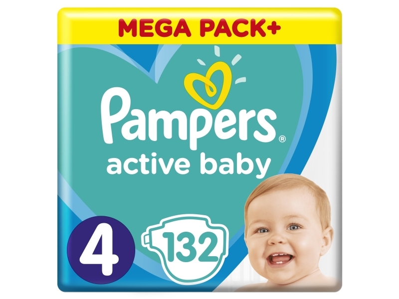Se Pampers Active Baby 4-Bleer, 9-14 Kg, 132 Stk. hos Computersalg.dk
