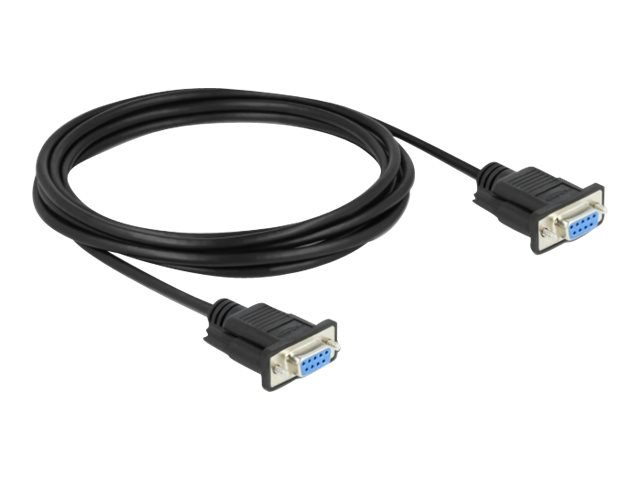 Delock Seriell Kabel Rs-232 D-Sub9 Buchse Zu Buchse Nullmodem Mit Schmalem Steckergehäuse 3 M, Schwarz, 3 M, Rs-232 Sub-D9, Rs-232 Sub-D9, Buchse, Bu