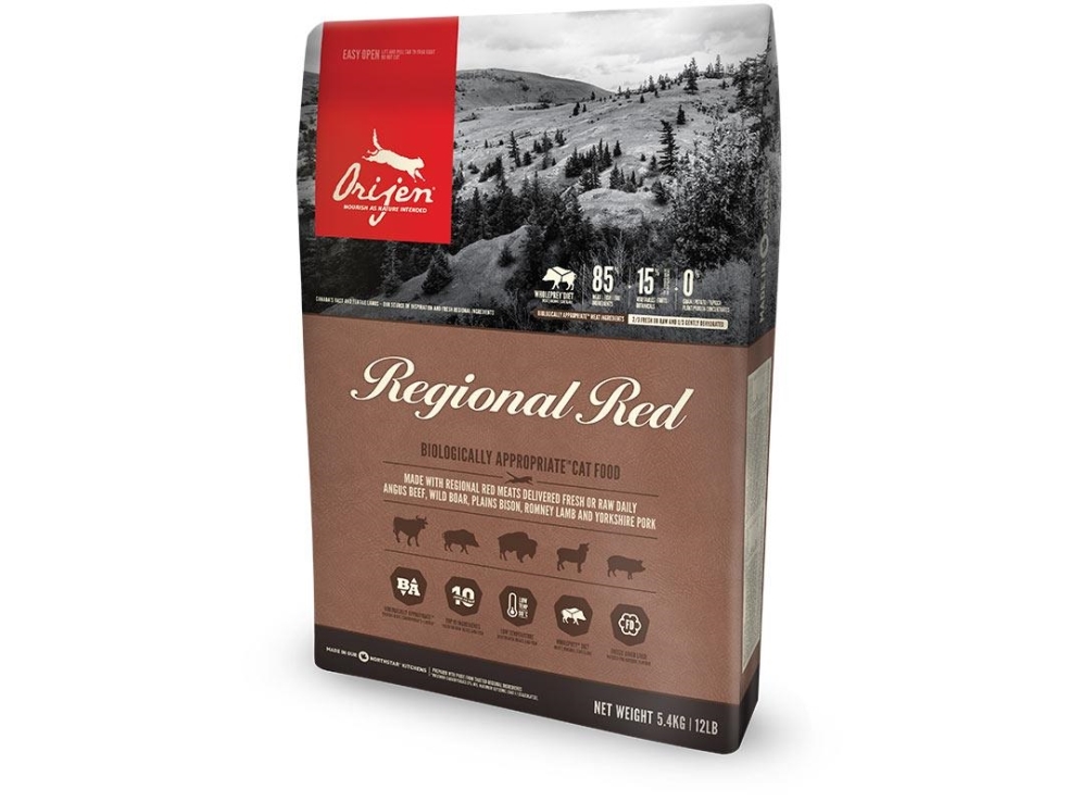 Orijen Regional Red tørfoder til kat Voksen Bøf, Lam, Svinekød 340 g