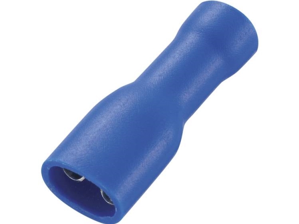 Tru Components 737840-4.8 Fladstik-Kabelsko Stikbredde: 4.8 Mm Stiktykkelse: 0.8 Mm 180 ° Helisoleret Blå 50 Stk