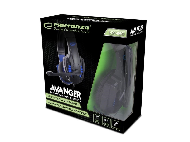 Esperanza Egh450 Headset Sort, Blå