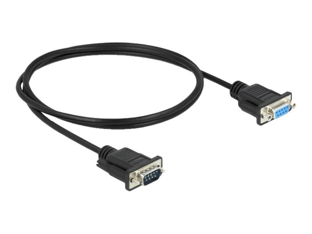 Delock - Serielforlængerkabel - Db-9 (Han) Til Db-9 (Hun) - 1 M - Tommelskruer - Sort