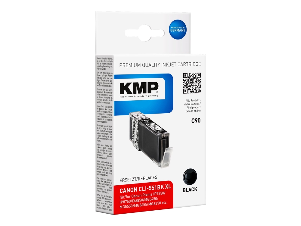 KMP C90 - 15 ml - sort - - blækpatron - for Canon PIXMA iP8750, iX6850, MG5650, MG5655, MG6450, MG6650, MG7150, MX725
