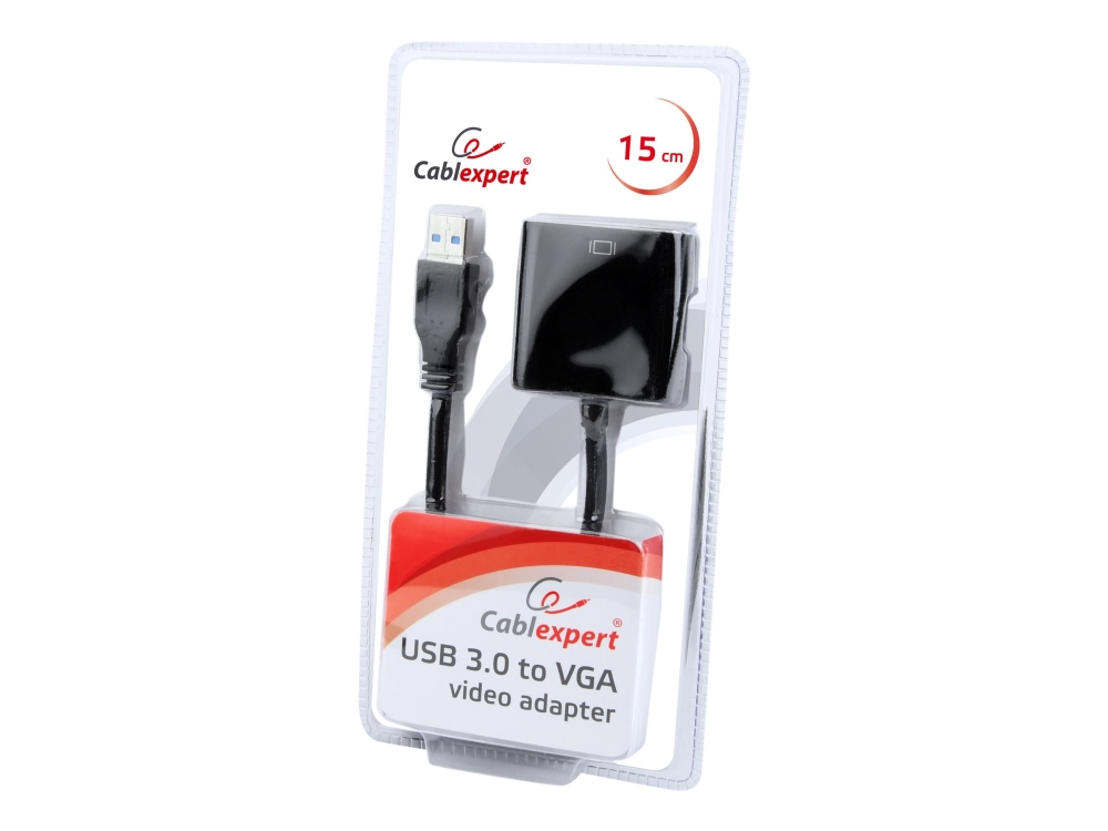 Cablexpert - Videoadapter - USB Type A (han) til HD-15 (VGA) (hun) - USB 3.0 - 15 cm - sort