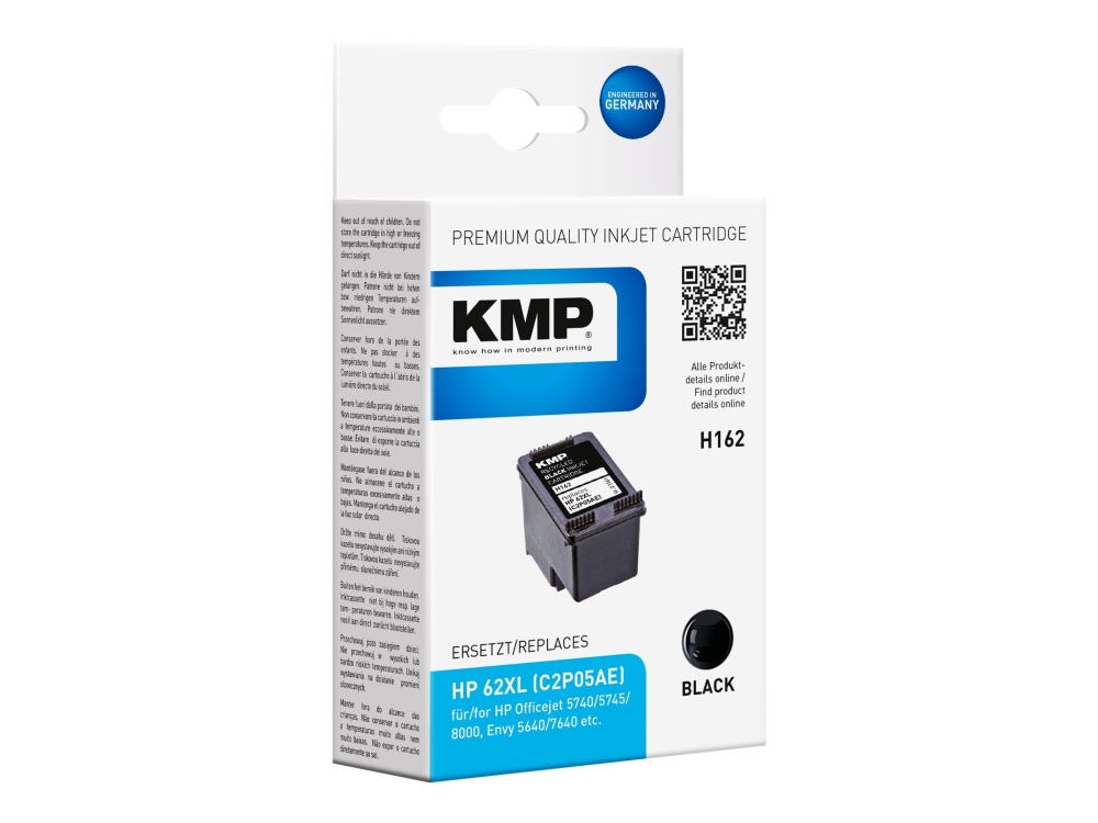 KMP H162 - 12 ml - sort - - blækpatron - for HP ENVY 55XX, 76XX; Officejet 200, 250, 252, 57XX, 8040