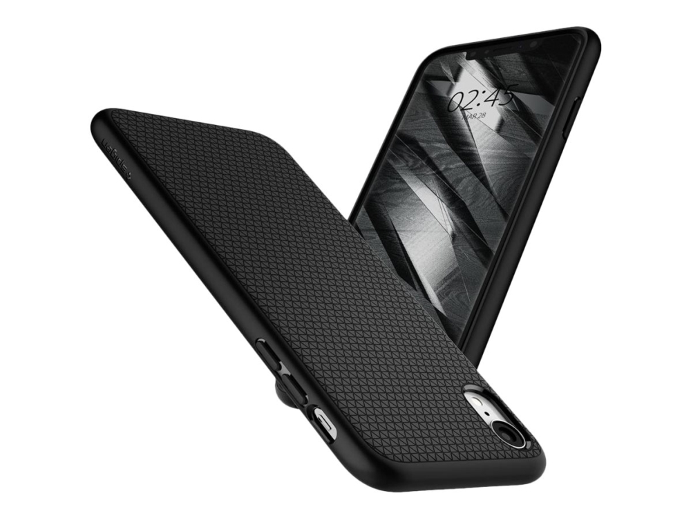 Spigen Liquid Air - Bagsidecover Til Mobiltelefon - Termoplastisk Polyuretan (Tpu) - Mat Sort - For Apple Iphone Xr