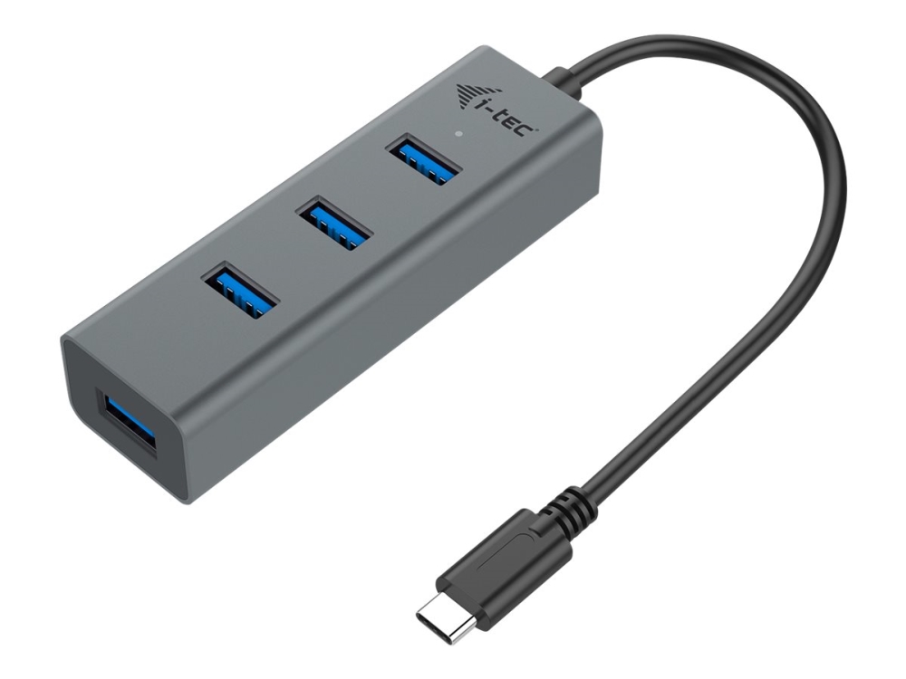 I-Tec Metal Usb-C Hub 4 Port, Usb 3.2 Gen 1 (3.1 Gen 1) Type-C, Usb 3.2 Gen 1 (3.1 Gen 1) Type-A, 5000 Mbit/S, Grau, Android, 96 Mm