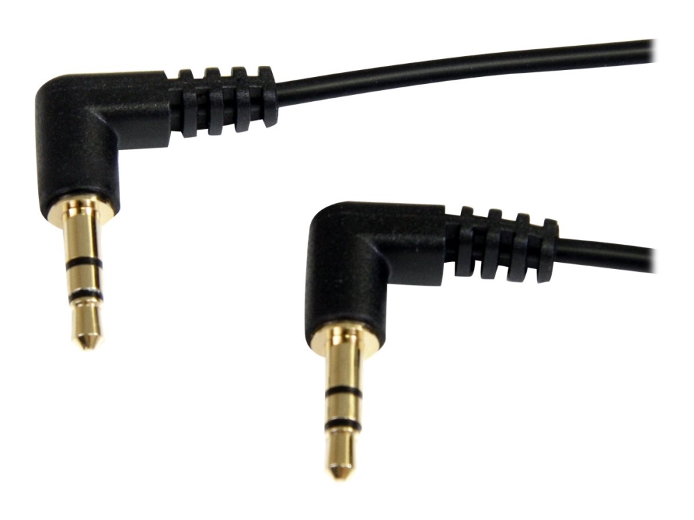 Startech.Com 3 Ft Slim 3.5Mm Right Angle Stereo Audio Cable - M/M (Mu3mms2ra) - Audiokabel - Mini-Phone Stereo 3.5 Mm Han Til Mini-Phone Stereo 3.5 M