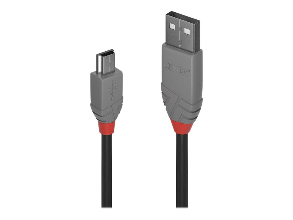 Lindy Anthra Line - USB-kabel - USB (han) til mini-USB type B (han) - USB 2.0 - 5 m - rund - sort