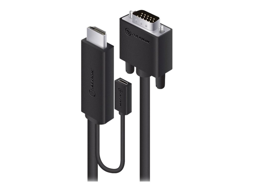 Alogic Smartconnect Series - Videokabel - Hdmi, Micro-Usb Type B (Kun Strøm) Til Hd-15 (Vga) Han - 2 M - Sort - Usb-Strøm, 1080P Support
