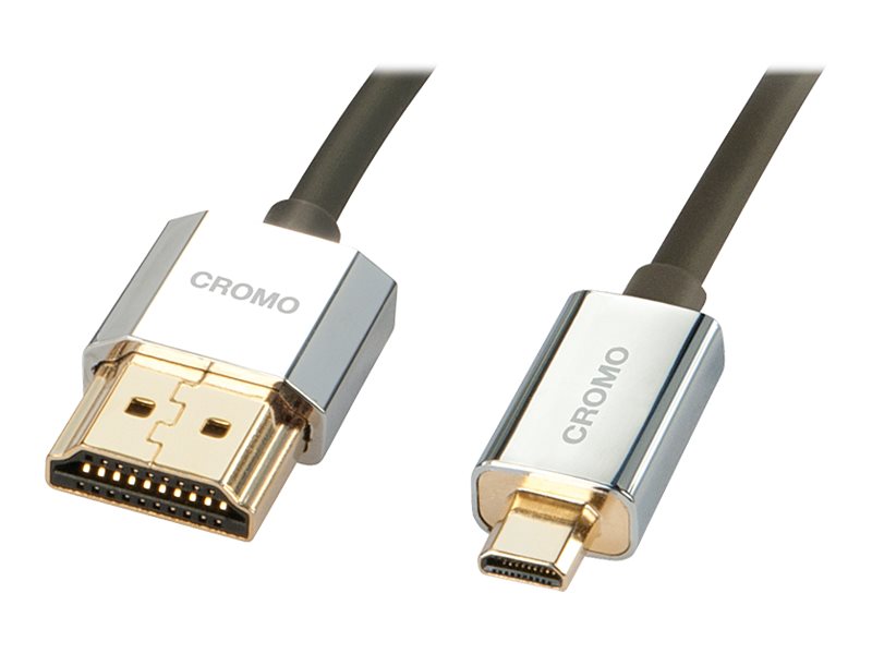 Lindy Cromo Slim High Speed Hdmi Zu Micro Hdmi Kabel Mit Ethernet - Hdmi Kabel Mit Ethernet - Micro Hdmi Stecker Zu Hdmi Stecker - 2 M - Geschirmt