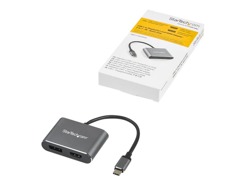 Startech.Com Usb-C-Multiport Adapter - Hdmi Oder Displayport - 4K 60Hz, Usb Typ-C, Hdmi-Ausgang, Displayports Ausgang, 3840 X 2160 Pixel