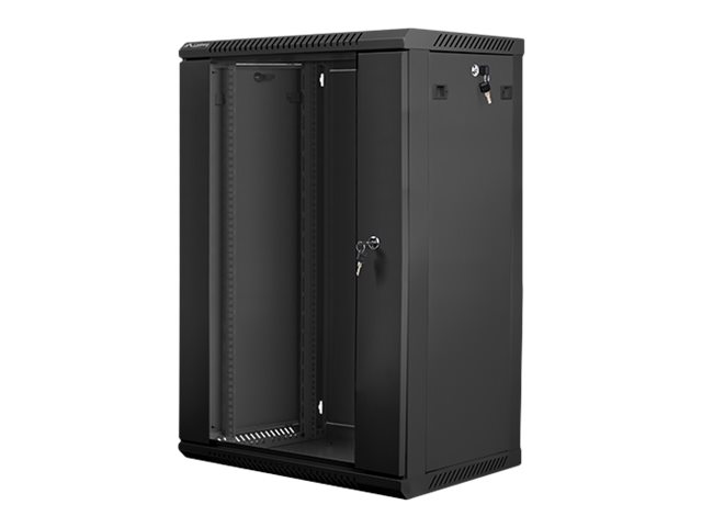- Rack skap - veggmonterbar - svart, RAL 9004 - 18U - 19
