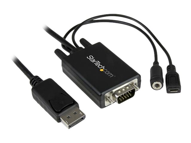 Startech.Com 10 Ft / 3M Displayport To Vga Adapter Cable With Audio - Displayport Adapter - Displayport (Han) Til 15 Pin D-Sub (Db-15), Mini-Phone St