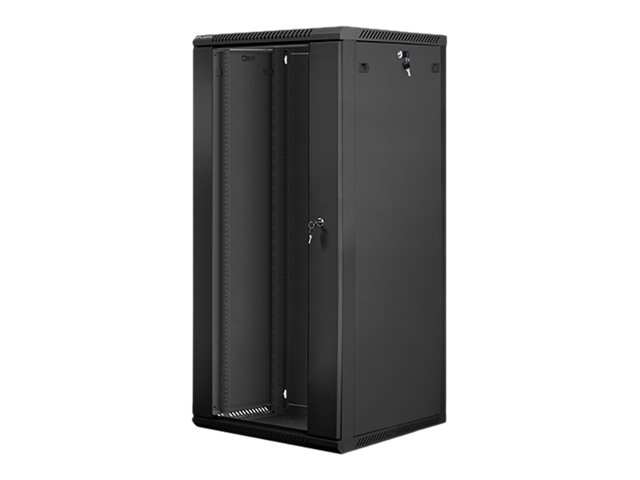 - Rack skap - veggmonterbar - svart, RAL 9004 - 27U - 19