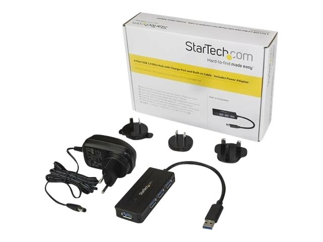Startech.Com 4 Port Usb 3.0 Hub Mit Netzteil, 5Gbit/S Usb 3.2 Gen 1 Mini Hub Mit Schnelllade Anschluss, Aktiver Usb Hub/Verteiler - Usb Bus Oder Netz