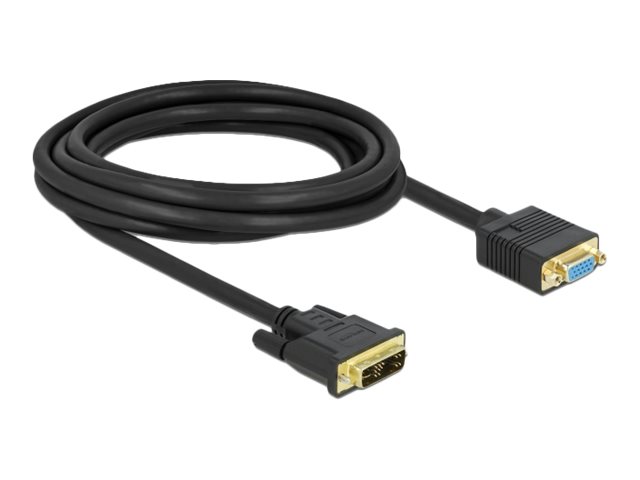 Delock - Videokabel - Single Link - Dvi-A (M) Til Hd-15 (Vga) (W) - 3,0 M - Tommelskruer - Sort (86754)