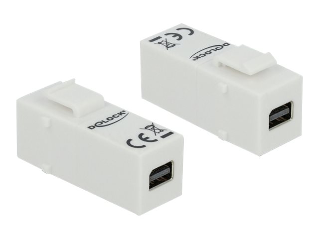 Delock Keystone Module - Displayport Adapter - Mini Displayport (Hun) Til Mini Displayport (Hun) - 4K Support - Hvid