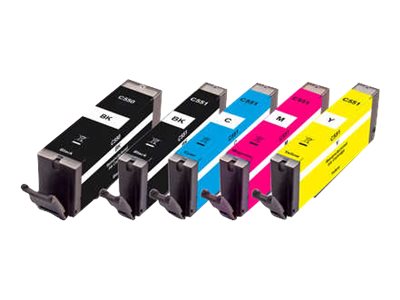 Peach Multi Pack - - S - Sort, Gul, Cyan, Magenta, Foto-Sort - Compatible - Blækpatron - For Canon Pixma Ip8750, Ix6850, Mg5550, Mg5650, Mg6450, Mg6