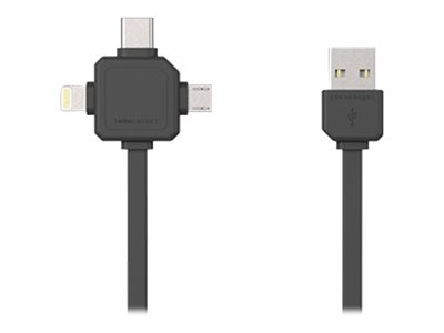 Allocacoc - Lightning-Kabel - Usb Han Til Micro-Usb Type B, Lightning, 24 Pin Usb-C Han - 1.5 M - Grå