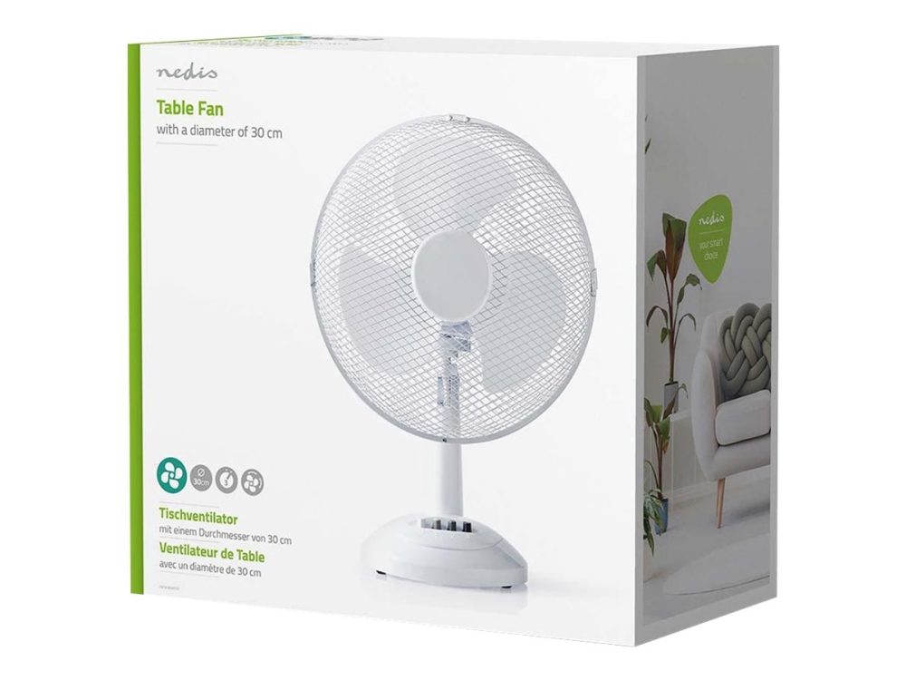 Nedis - Kylfläkt - bordsskiva - 30 cm - CEE 7/16 - vit | Ventilation & Klimat - Ventilation - Fläktar | GameStuff
