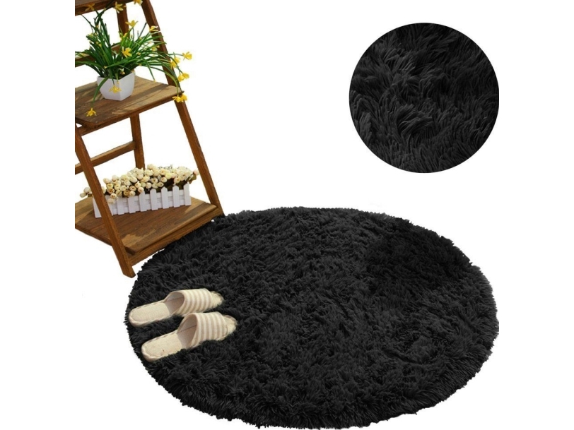 Se Strado Round Carpet Shaggy Strado 180X180 Blacksky (Black) Universal hos Computersalg.dk