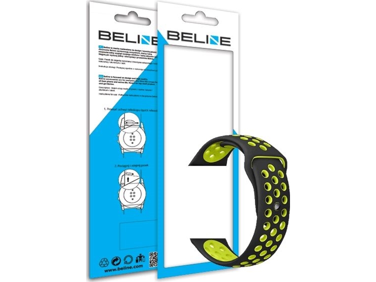 Beline Beline Watch Strap 20Mm Design Black/Yellow