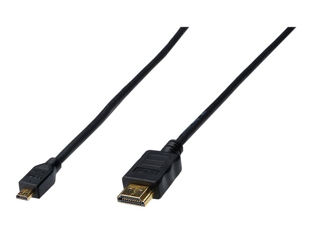 Assmann - Hdmi-Kabel Med Ethernet - 19 Pin Micro Hdmi Type D Han Til Hdmi Han - 1 M - Tripel-Afskærmet - Sort