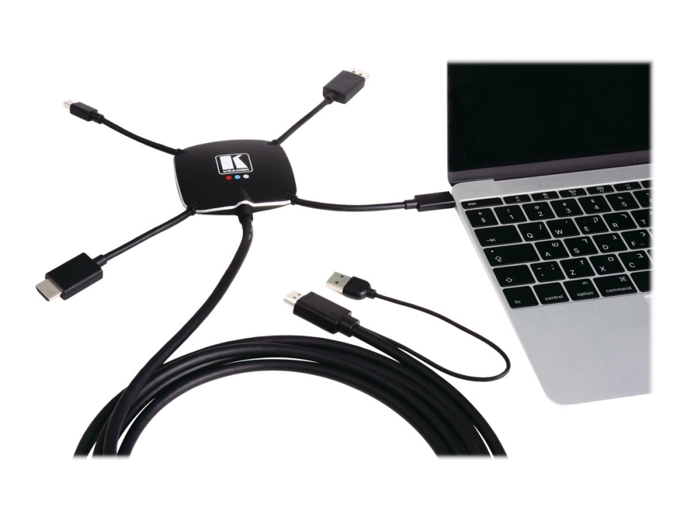 Kramer K Spider Videoadapter Hdmi Displayport Mini Displayport 24 Pin Usb C Han Til Usb Hdmi Han 3.05 M 4k Support Aktiv