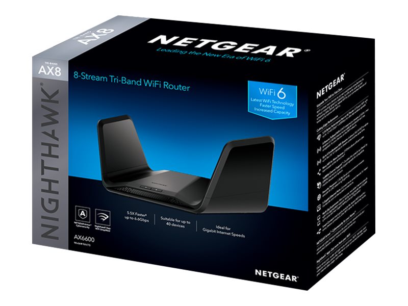 Netgear Rax70 - Trådløs Router 4-Port Switch - 1Gbe - Wi-Fi 6 - Tri-Band