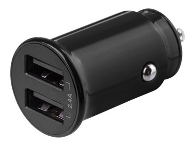 Deltaco Usb-Car124 - Bilstrømsadapter - 12 Watt - 2.4 A - 2 Output-Stikforbindelser (Usb) - Sort