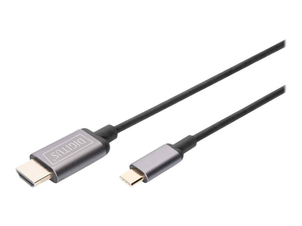 DIGITUS - Adapterkabel - USB-C han til HDMI han - 1.8 m - sort - 4K support, understøtter 21:9 biografformatforhold
