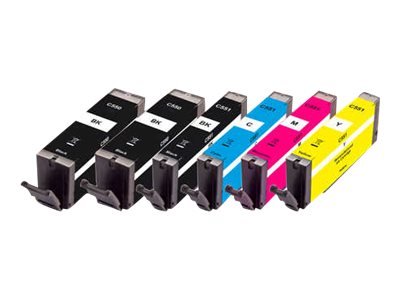 Peach Multi Pack Plus - 6 Pakker - S - Sort, Gul, Cyan, Magenta, Foto-Sort - Kompatibel - Genproduceret - Blækpatron (Alternativ Til: Canon Cli-551,