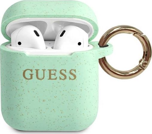 Guess Guess Guaccsilglgn Airpods Cover Green/Green Silicone Glitter
