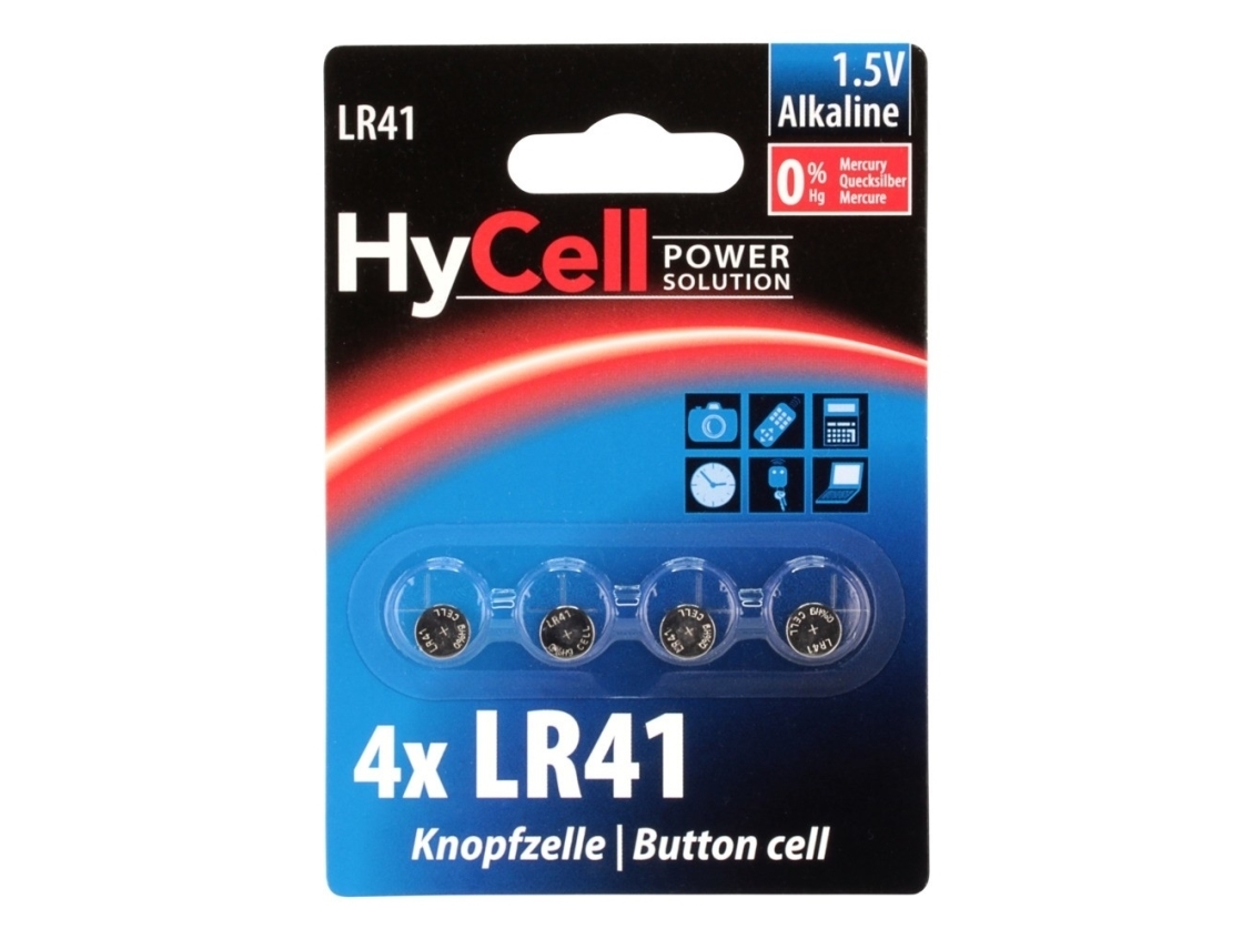 HyCell 1516-0025, Engångsbatteri, LR41, Alkalisk, 1,5 V, 4 styck, Silver | EL Artiklar - Batteri - Knappcell batteri | GameStuff