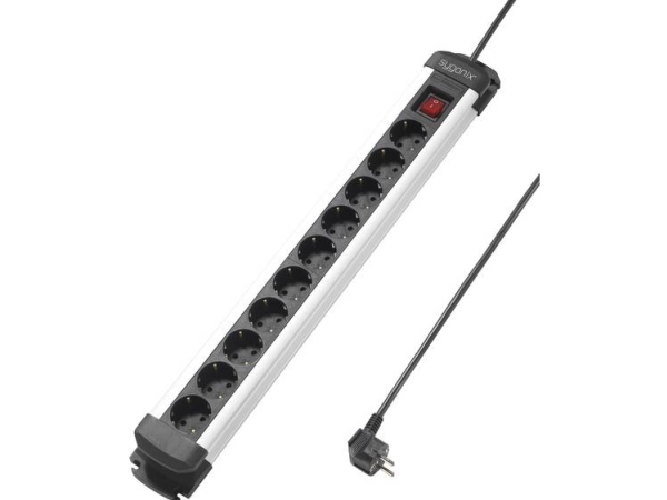 Sygonix Sy-4538266 Stikdåse Med Afbryder Schuko 10X Sort, Sølv Stik Med Jordkontakt 1 Stk