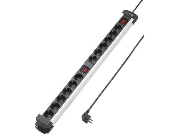 Sygonix Sy-4538268 Stikdåse Med Afbryder Schuko 12X Black, Sølv Stik Med Jordkontakt 1 Stk