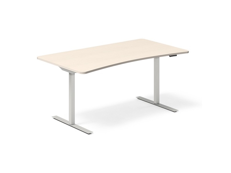 Hæve-Sænkebord Dna 1600X800 Mm Bue Birk 2-Ben/Alugrå