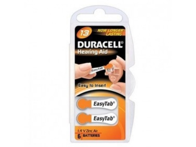 Duracell DA13 ACUSTICA, Single-use battery, Zink-luft, Knapp/mynt, 1,4 V, 6 styck, Metallisk, Orange | Datortillbehör - Laddare & Batterier - Övriga batterier | GameStuff
