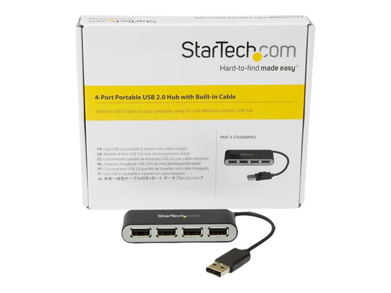 Startech 4 Port Usb 2.0 Hub - Usb Bus Powered - Portable Multi Port Usb 2.0 Splitter And Expander Hub - Small Travel Usb Hub (St4200mini2) - Hub - 4