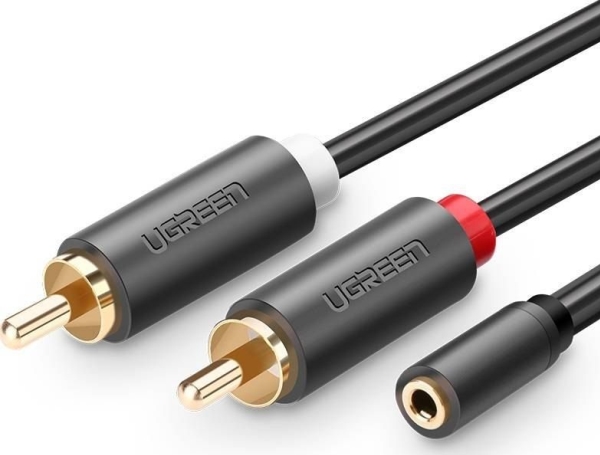 Kabel Ugreen Jack 3.5Mm - Rca (Cinch) X2 1.5M Czarny (Ugr509blk)