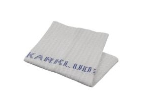 Karklud 40x40 cm Hvid med Blå tekst,10 pk x 25 stk/krt