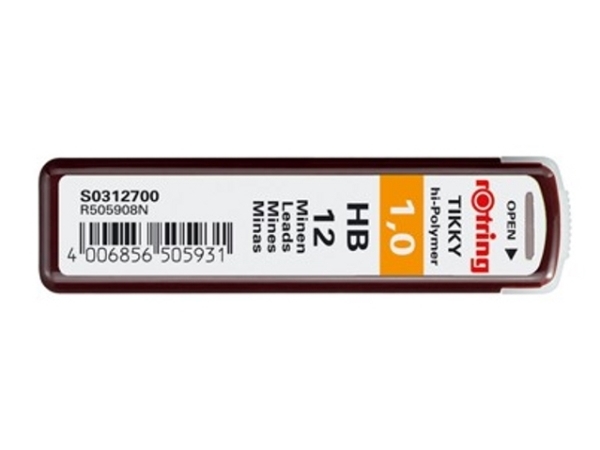 Rotring Hi-Polymer stifter HB, 1 mm, 12 stk.