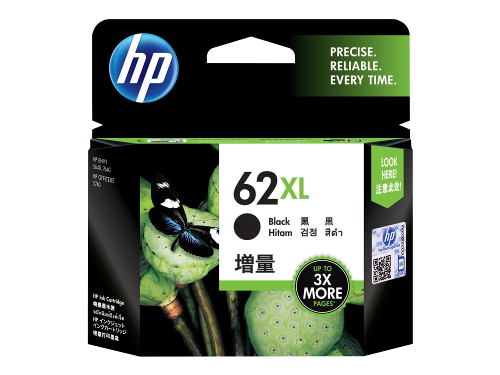 HP 62XL - Høy ytelse - svart - original - blekkpatron - for ENVY 55XX, 56XX, 76XX  Officejet 200, 250, 57XX, 8040
