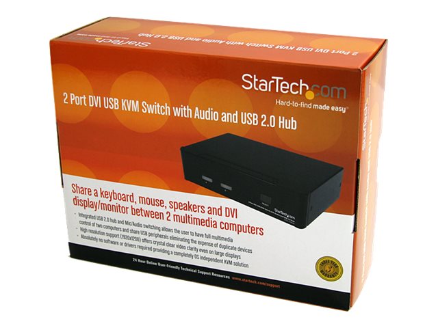 Startech 2 Port DVI USB KVM Switch with Audio and USB 2.0 Hub (SV231DVIUA) - KVM / audio / USB switch - 2 x KVM / audio / USB - 1 lokalbruger - desktop - for P/N: IM12D1500P, SVA12M2NEUA, SVA12M5NA, USBDVI4N1A10, USBDVI4N1A6