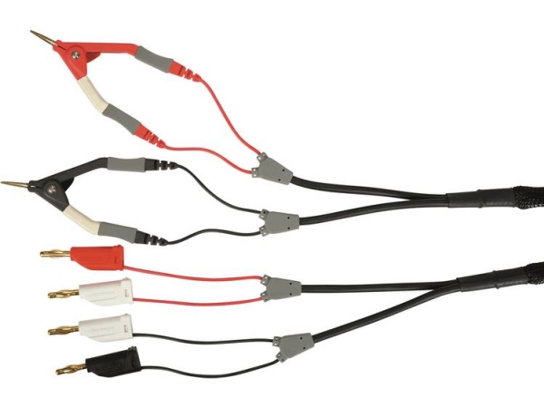 Schützinger Kml 7528 / 2Za / 4X0.22 / 70 Prøveledning [Stik 4 Mm - Kelvin-Klemme] 70.00 Cm Sort, Rød, Hvid 3 Stk